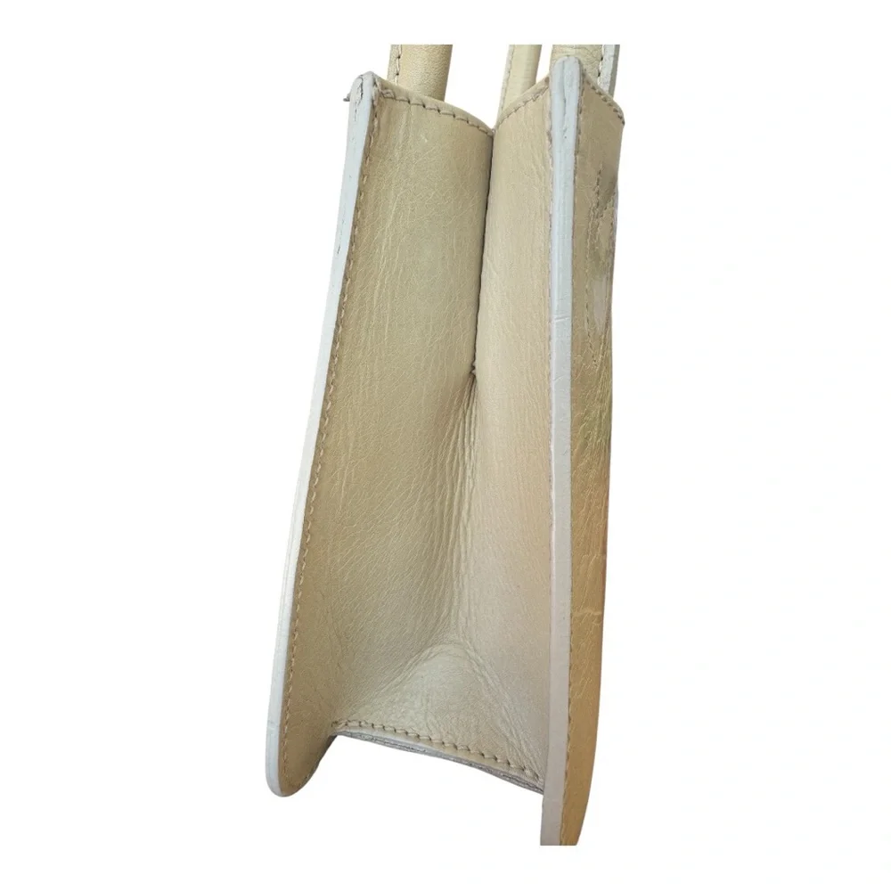 Furla Rare Authentic Y2K 90s Shoulder Mini Tote Bag in Cream Leather - Picture 8 of 13